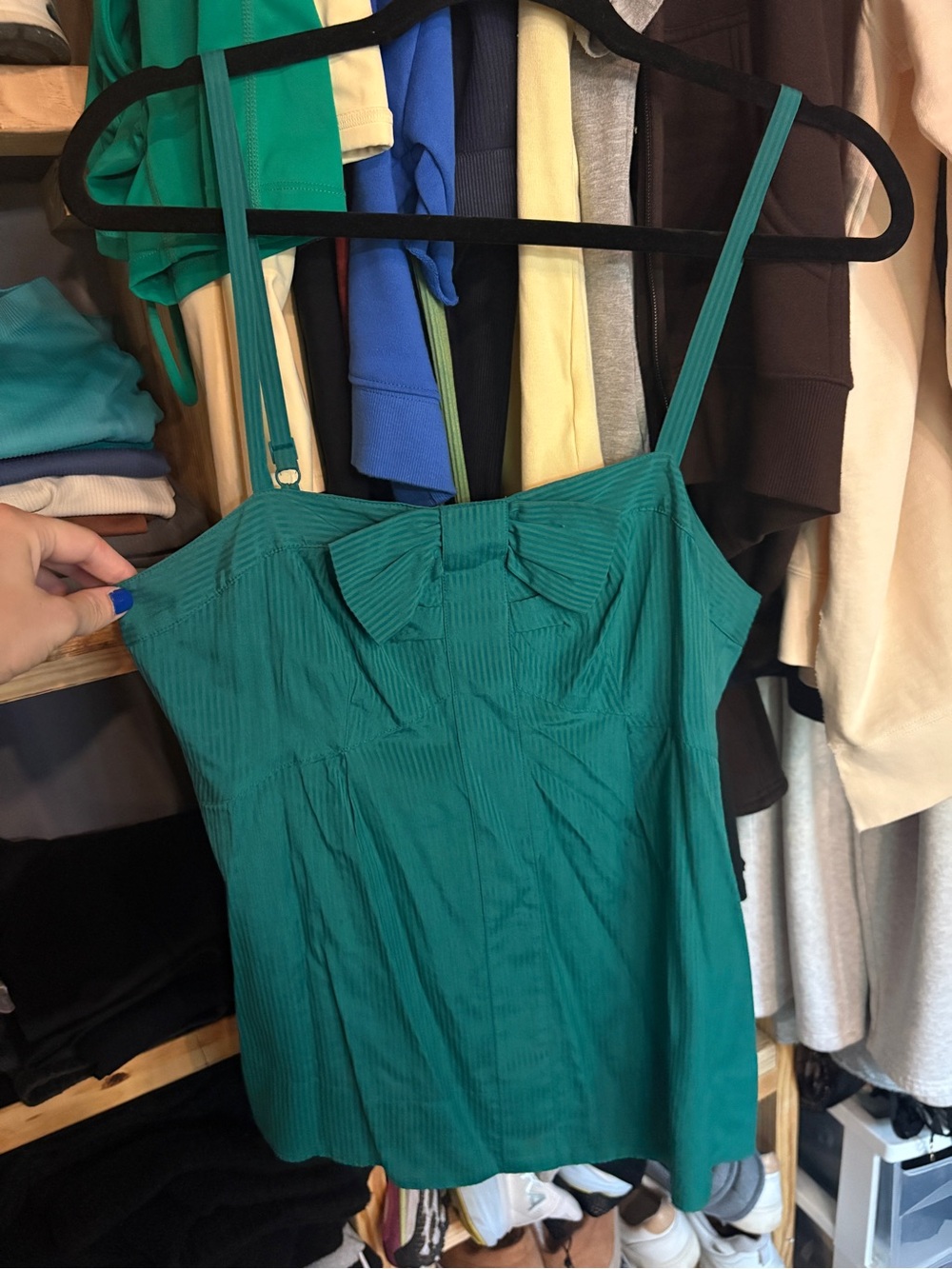 Marc by Marc Jacobs Teal Bow-Front Spaghetti Strap Camisole